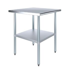 AmGood 30 in. x 30 in. Stainless Steel Work Table | Metal Kitchen Food Prep Table | NSF