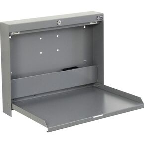 Global Industrial Folding Wall Mounted Shop Desk, Locking, 20" W x 3-3/8"D x 16-3/8"H, Gray