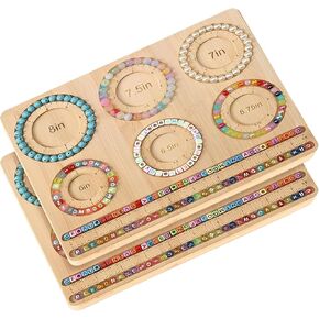 CYEAH 2 Pack! Bead Board for Jewelry Making, Bamboo Bead Tray for Bracelet, Beading Board with Engraved Dimensions and Storage Grooves, Bracelet Bead Board for Jewelry DIY