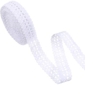 Lace Ribbon, 1 Inch Wide 10 Yards White Vintage Cotton Lace Trim Decorative Crocheted Sewing Lac Fabric for DIY Crafts, Gift Wrapping, Scrapbooking, Wedding Home Decoration