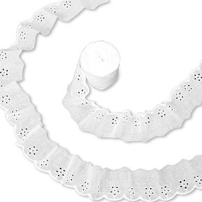 15 Yards Lace Trim White Cotton Lace Trim Eyelet Floral Ribbon Wavy Edge Embroidery Ruffle Trims for Sewing Dress Clothes Bag Dolls & Pets Clothes (1.57 Inches Wide)