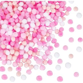 SUNNYCLUE 400Pcs Small Pink Pompoms Fuzzy Balls Bulk Valentine's Day 10mm Mini Pom Pom Ball Soft Round Fluffy Puff Cat Kitten Googly Pom Poms for DIY Art Crafts Garland Charms Party Decor Supplies