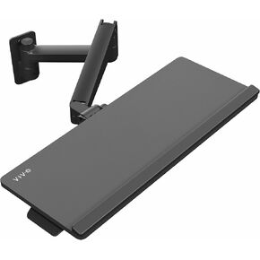 VIVO Sit-Stand 24 Inch Pneumatic Spring Keyboard and Mouse Tray Wall Mount, Counterbalance Height Adjustable Typing Platform, Ergonomic Tilt, Black, MOUNT-KB35C