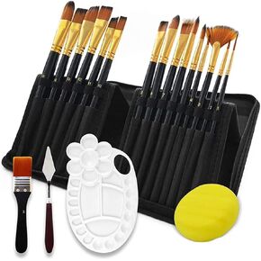 HBJWOV 19 Pcs Paint Brushes for Acrylic Painting Paint Brushes Artist Detail Paint Brush Set for Watercolor Painting