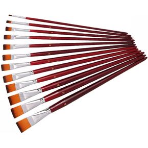 HBJWOV Nylon Hair Flat Peak Oil Brush Set of 12 Brushes Art Watercolor Brushes