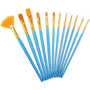 HBJWOV 12Pcs Pearly Rod Painting Watercolor Pen Set Nylon Fan Oil Paintbrush DIY Acrylic Paint Brush
