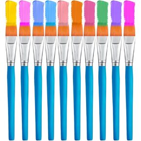 10pcs Flat Paint Brushes for Acrylic Painting, 3/4 Inch Synthetic Paint Brushes Bulk with Wooden Handle, Acrylic Paint Brushes for Watercolor Canvas, Face Body Art (Sky Blue)