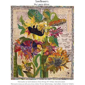 INC Sunflowers Collage Pattern by Laura Heine - Wall Hanging Quilt Pattern - Yellow, Orange, Brown - Paper - Confident Beginner