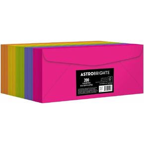10 أظرف ملونة من Astrobrights، 4.125 بوصة × 9.5 بوصة، 24 رطل/89 جرامًا للمتر المربع، تشكيلة 5 ألوان "Happy"، 200 حزمة (92109)