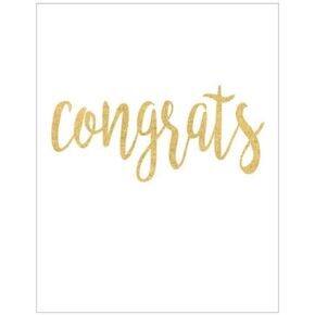Caspari Congrats Script Gift Enclosure Cards in Gold Foil, 12 with Envelopes