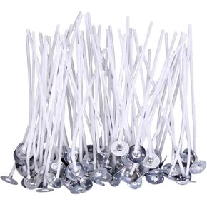 50 Pcs White Pre-Waxed 6-Inch Cotton Candle Wicks for Candle Making