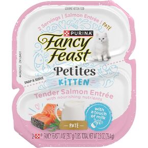 Fancy Feast Purina Gourmet Gravy Petites Tender Salmon Pate Gourmet Wet Kitten Food - (Pack of 12) 2.8 oz. Tubs