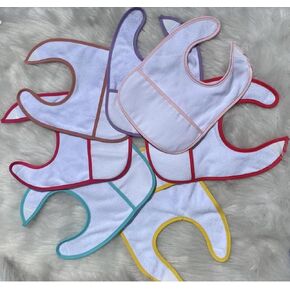 7pcs Red Edged Series Cotton Cross Stitch Baby Bib,16 Count aida Fabric Pocket,100% Cotton, Blank Bib to Cross Stitch