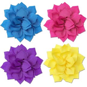 4Pcs Dog Collar Flowers for Small Dogs Flower Charms Girl Female Dog Collar Floral Attachement Accessories for Puppy Cat Pet Grooming (Hot Pink, Purple, Blue, Yellow)