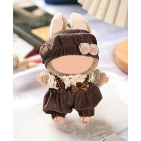17cm Doll Clothes, Outfits for Clothes 3-Piece Set(NO Doll), Dolls Keychain Accessories, Exquisite Doll Accessories Cute Clothes for Doll Dress up - Khaki
