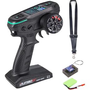 Dumborc DDF-350 RC Transmitter with Digital Screen 10 Channel Remote and Receiver with Battery for RC Cars Boats Tanks