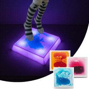 Art3d 12×12 Inch Sensory Interactive Blue Liquid Motion Tiles for Toddlers Kids & Adult - Touch Sensitive 7 Color Changing Flooring Tile for Home Décor, Indoor & Outdoor Activities, 1-Pack