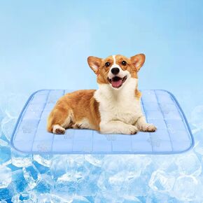 RIOGOO Dog Cooling Mat,Dog Blanket Washable,Cool Fabric & Internal Waterproof Cooling Pad (Blue, X-Large (40x30 inch))
