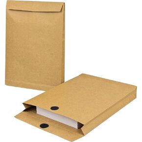 15 Pack Expandable Large Kraft Envelopes, 13" x 9.3" Big Mailing Envelopes Hook-and-Loop Closure Anti Tear Catalog Envelopes for Business Office Paper Documents File Storage - Brown Kraft