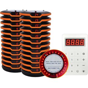 Restaurant Pager System Pagers for Restaurants 24 Coaster Pagers and Beepers with Vibration Flashing Buzzer Queue Wireless Calling System for Food Truck Church Nursery Coffee Shop Bar