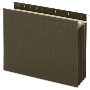 Universal Hanging Box Bottom File Pockets, 1 Section, 3.5" Capacity, Letter Size, Standard Green, 10/Box