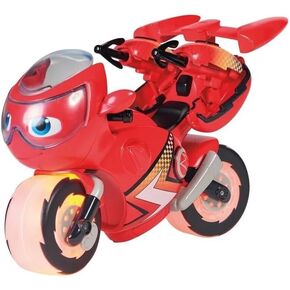 T20121EN Lightning Rescue Ricky, Action Figure, Wheeling, Large 9-Inch Motorcycle Lights, Free Standing Kids Motorbike Toys for Boys and Girls 3 Year +, red