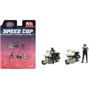 1/64 Speed American Diorama (2 Figures, 2 Motorcycles) Cop 4 Piece Diecast Figure Set Limited Edition - AD-64530MJ