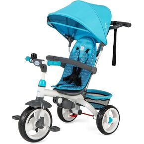 Costzon Tricycle for Toddlers, 6 in 1 Trike w/Parent Handle, Adjustable Canopy, Storage, Safety Harness & Wheel Brakes, Baby Push Tricycle Stroller for Kids Boys Girls Aged 9 Month-5 Years Old, Pink