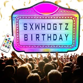 Acrylic VIP Bottle Service Signs,2 Row Handheld Bottle Service Lights, with 4 Set Letters & 1 Set Numbers
