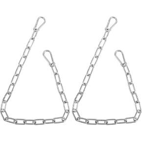 2 Pack Outdoor Gate Chain Lock with 4 Carabiners, Adjustable 5/32 x 28 Inch Security Gate Latch Chain, One Handed Operate Gate Chain for Fence Garden Yard Farm Barn, Silver