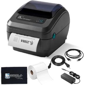 GK420D Zebra Label Printer Direct Thermal & Barcode Printer Bundle - 1 Year Warranty - Comes with 24V AC Adapter, 4x6 Label Roll, USB 2.0 Cable & Microfiber Cleaning Cloth - USB Connectivity (Renewed)
