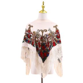 Women's casual print shawl Square vintage rose tassel multi-purpose traditional scarf perfect for gifts to mothers or festive dress shawl (Green)