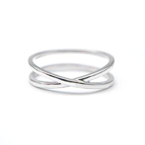 Minimalist Interlocking Design 14K White Gold Handmade Couple Ring - Classic Delicate Love Band for Engagement, Couple Ring, Anniversary Jewelry, Modern Fine Jewelry