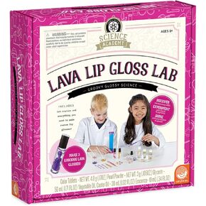 MindWare Science Academy Lava Lip Gloss Lab - 33 Piece Lip Gloss Making Kit - Make 3 DIY Lip Glosses