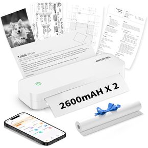 Portable Printers Wireless for Travel,Inkless Thermal Bluetooth Mini Printer Compatible with Android,iOS&Laptop,Support 8.5" X 11" US Letter&A4,Portable Small Mobile Travel Printer for Home,Office
