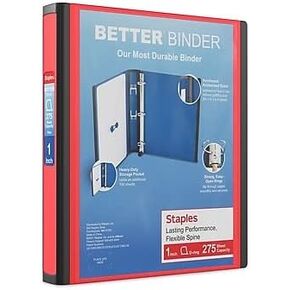 Staples 1-inch 3-Ring Better Binder, Pink, 3/Pack (ST55843-CCVS)