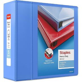 Staples Heavy Duty 5-inch 3-Ring View Binder with D-Rings and Four Interior Pockets, Periwinkle, 2/Pack (ST56294-CCVS)