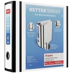 Staples 4 بوصة 3 حلقات أفضل رابط ، أبيض ، 2/حزمة (ST55817-CCVS)