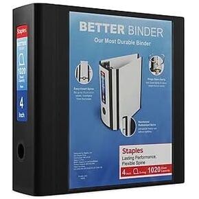 Staples 4 بوصة 3 حلقات أفضل رابط ، أسود ، 2/حزمة (ST55814-CCVS)