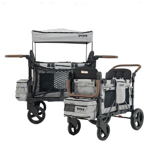 Keenz XC+ EVO - Luxury 4 Passenger Stroller Wagon for Kids | Foldable 4 Passenger Quad Seater with Adjustable Canopy | Black