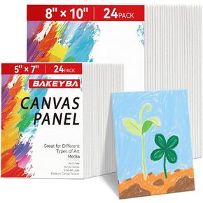 Small Canvas for Painting 72 Pack 5x7, 8x10 Inch, 36 of Each, Canvas Boards for Kids,100% Cotton Primed Non Toxic for Acrylic Watercolor Paint