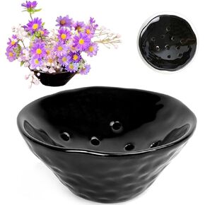 Flower Frogs Ceramic Vase Bowl Japanese Floral Arrangement Holder Ikebana Pin Shaper Plant Supplies Flower Pot Lotus Pod Shaped Container (White)