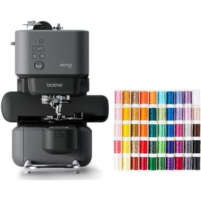 Brother PP1 Skitch Machine Single-Bostedle Machine و SA650 50 Color Designio Thread