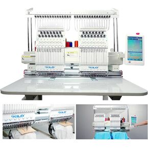 CH1501 Embroidery Machine 15 Needle: Commercial Digital Hat Embroidery Machine Kit with Stand - 13"x20" Embroidery Area 1200 SPM Max Speed, 10" Touch Screen, Wifi, USB for 3D Cap, Shirt and More