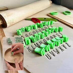 Alphabet Stamps Set for Clay Pottery, Polymer Clay Stamps, Uppercase Alphabet and Numbers Small Press Fondant Embosser DIY Cookie Stamps