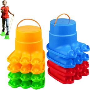 IROO Balancing Stilts for Kids, 4 Pairs Walking Stilts Monster Feet for Balance and Coordination, Toys for Girls & Boys for Age 4-10 Years Old Indoor or Outdoor Play (8 Stilts Total)
