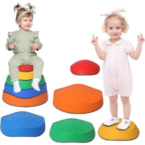 RedSwing Balance Stepping Stones for Kids, 5pcs Non-Slip Toddler Sensory Stepping Stones for Promoting Toddler's Balance and Coordination Skills, for Toddlers 3-5 Outdoor Indoor