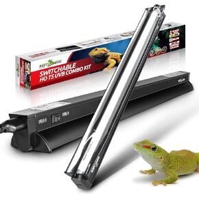 REPTI ZOO Switchable UVB Light for Reptiles, 24W T5 UVB Light Combo Kit for Tropical & Desert Reptile, 22.6" Terrarium Hood Lamp Fixture with UVB 10.0 Bulb for Bearded Dragon Snake Gecko Lizard Turtle