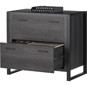 Realspace® DeJori 32-3/4"W x 19-9/16"D Lateral 2-Drawer File Cabinet, Charcoal