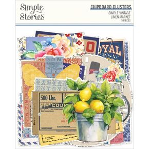 Simple Vintage Linen Market Chipboard-Clusters